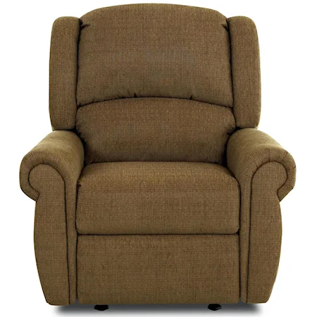 Traditional Recliner with Winged Pub Back and Rolled Arms